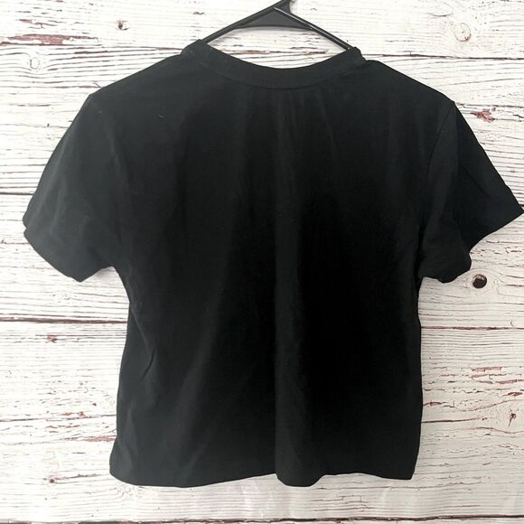 Inspired Culture Black Cropped Racing T-Shirt - Picture 4 of 5